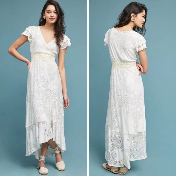 Farm Rio White Gertie Romantic Lave Maxi Dress Womens Size Small White Wedding - Picture 1 of 10